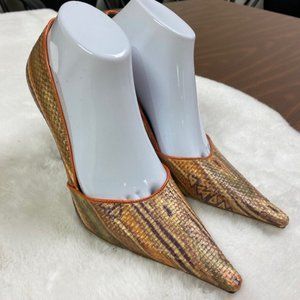 BCBGirls Katchen-AR Snakeskin Pointed Toe Kitten Heels, size‎ 8.5B NEW